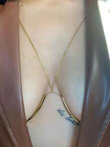 1pc Fashion Sexy Metal Bra Chain Body Jewelry For Women Simple Summer Vacation Beach Rave Luxury Festival Bikini Chest Chain Top Party Body Chain Jewelry