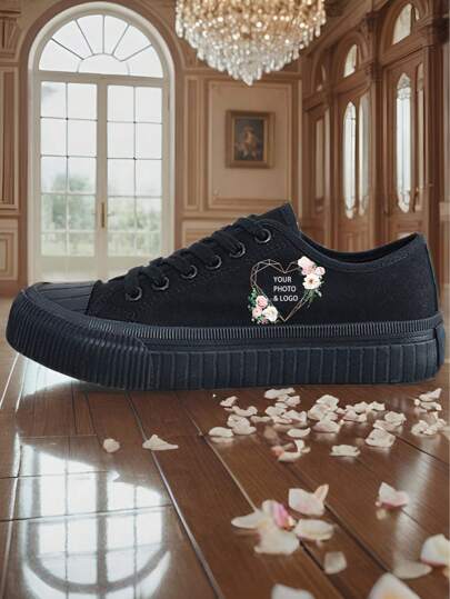 Individuelle DIY Unisex Segeltuch Sneaker mit niedrigem Schaft, simples Design mit vulkanisierten Gummisohlen, Allwetter Sportschuhe