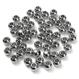 EECLYCJ Stainless Steel 50pcs Round Beads - 3/4/6/8/10mm Never Fade Loose Spacer Beads For DIY Jewelry Making, Bracelets & Necklaces Crafting Supplies
