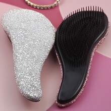 1pc Rhinestone Massage Hair Comb, -Free Detangling Brush With Air Cushion, Portable For Travel & Holiday, Wedding, Birthday, Party, Gift, Diamond Decor, New Year, Valentine, Festival