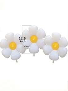 5/3/1pc White Small Daisy And White Large Daisy Balloon Party Decoration Balloons, Suitable For Weddings, Birthdays, Graduation Ceremonies, Bachelor Party Decoration, Gender Revealing, Party Decoration, Indoor And Outdoor Decoration Back To School Valentine Day - Multicolor - View 5