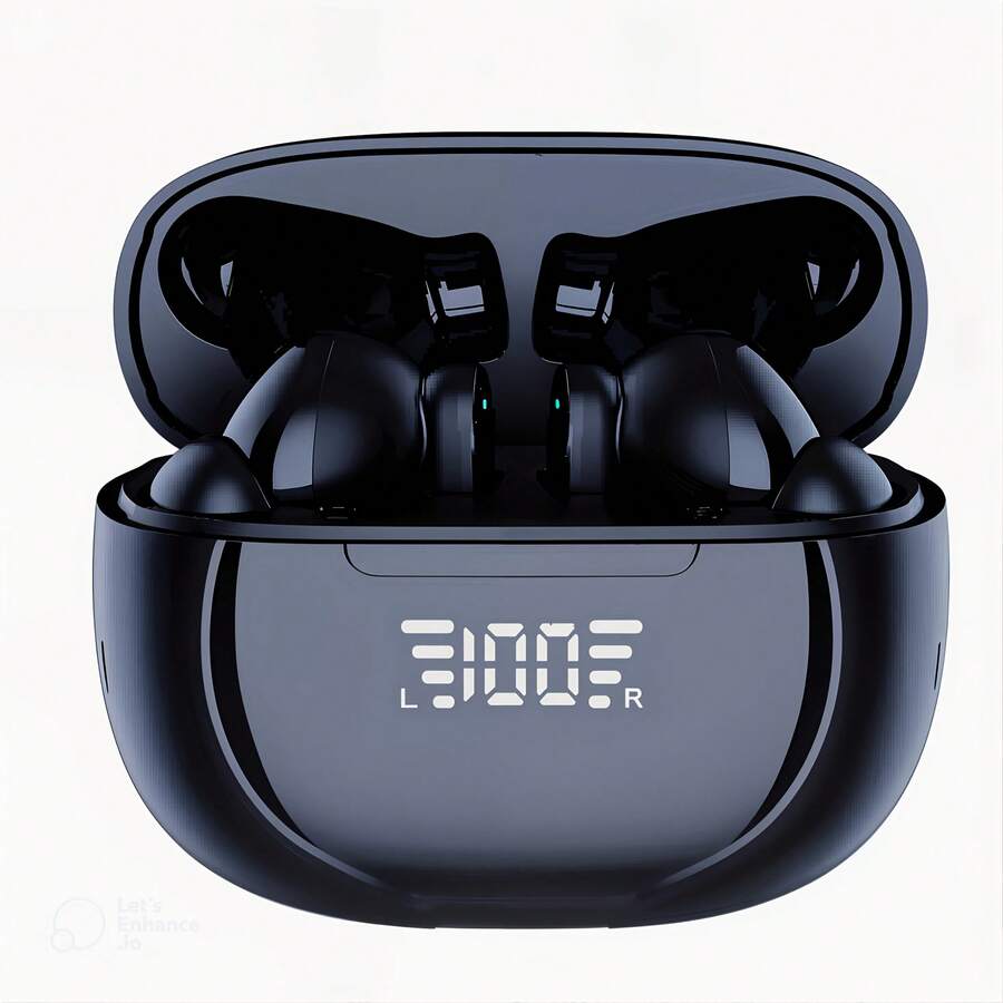 Ksluxirt Wireless In-Ear Headphones, High Fidelity Sound, 45 Hours Playback, Low Latency, Non-In-Ear Hook Design, Touch Volume Control, Capacitive Microphone, HiFI-Level Sound Quality, Compatible With Mobile Games - Black - View 1