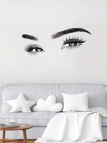 Eyes Wall Decals Big Eyes Lash Room Decor Fashion Eyelash Wall Sticker Removable Diy Mural Art Women Beauty Room Decor Beauty Salon Decor For Make Up Salon Living Room Bedroom - Black - View 11