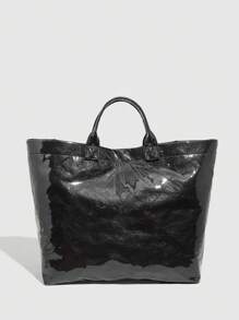 Large Capacity Fashion Transparent Jelly Tote Bag, PVC Waterproof Handbag Shopping Bag, Neutral Oversize Bag, Retro Casual Chic Tote Bag, Suitable For School/Workout/Travel