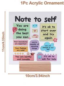 1pc Inspirational Acrylic Desk Card With Wooden Base,Positive Thought Sign Inspirational Quotes Decor For Home Office Desk Decorations,Birthday Gifts,Party Favors,Positive Affirmation & Self-Love Reminder, Colorful Encouragement Note For Office, Schol,Motivational Tool,Colorful Desk Card,Acrylic Note Card
