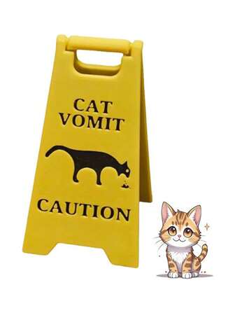 1 件猫呕吐标志，猫呕吐警告标志，有趣的呕吐警告标志，4 英寸可爱恶作剧礼物猫狗呕吐标志装饰，3D 打印新奇桌面装饰，适用于家庭、办公室、教室