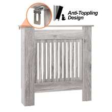 Jooli H Radiator Cover Grey Modern MDF Vertical Slats Wood Decorative Cabinet For Living Room Bedroom Hallway - Grey - View 6