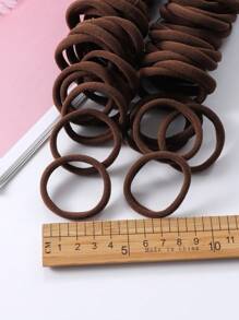 50 pezzi di elastici per capelli di colore solido e versatili per donne, fasce elastiche in gomma senza cuciture ad alta elasticità, colori: nero, colorato, cachi, marrone, accessori eleganti per capelli con coda di cavallo, ideali per il ritorno a scuola
