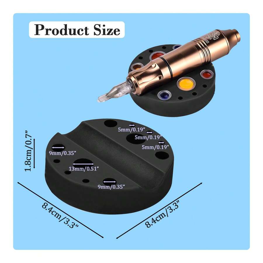 ATOMUS 1pc Round 12-Hole Silicone Lid Vertical Tattoo Ink Cup Paint Cup Tattoo Machine Pen Holder Tattoo Machine Accessory - Black - View 1
