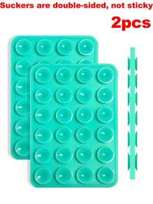 1 pieza/2 piezas Soporte para teléfono con ventosa de silicona doble cara, forma cuadrada, 14 opciones de color, soporte móvil, portátil y móvil