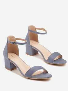 Vices Women's Chunky Heel Sandals In A Classic Style, One-Strap, Covered-Back, Versatile - Blue - View 3