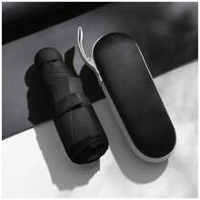 Capsule Umbrella Portable Mini Sunshade Sunscreen Rain Umbrella Black Rubber Alloy Handle Foldable Sun Rain Dual Use