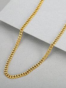 MONALLY 18K镀金简约时尚磨扭链锁骨链金项链女款不锈钢首饰配饰闺蜜毕业礼物