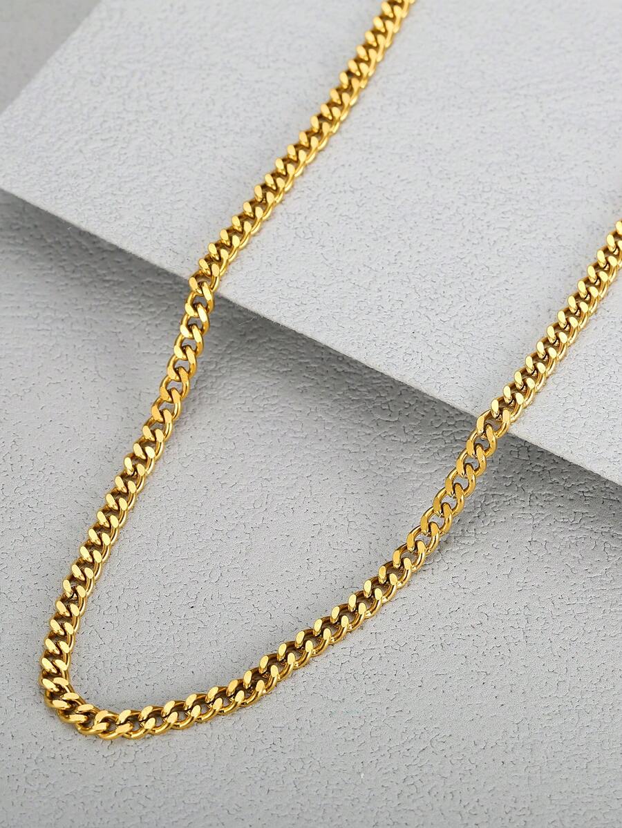 MONALLY 18K镀金简约时尚磨扭链锁骨链金项链女款不锈钢首饰配饰闺蜜毕业礼物