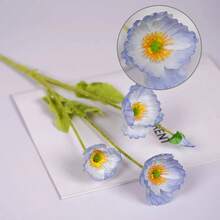 1/6 件带茎人造罂粟花布艺罂粟花 - 非常适合婚礼家庭聚会桌室内和室外装饰 - 适用于人造花植绒罂粟婚礼布置客厅和卧室家居装饰品 - 彩色 - 查看 14