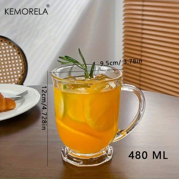 1pc 480/650MLLarge Capacity Retro Glass Cup, Ideal For Juice, Coffee, Milk - Perfect For Afternoon Tea,Holiday Gifts, Handwash Only