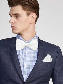 1 Set Men's Bow Tie & Pocket Square Set, Business Formal Bow Tie And Handkerchief Set, Suitable For Weddings, Cocktail Parties, Gatherings, Banquets