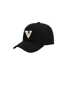 1顶简约A-Z字母印花儿童棒球帽，可调节遮阳帽，适合1-3岁男孩女孩，春秋季款 - 黑色 - 查看 10