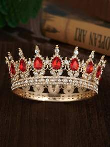 1pc Bride Gold Crown Headpiece, Crystal Princess Tiara, High-End Wedding/Birthday Crown