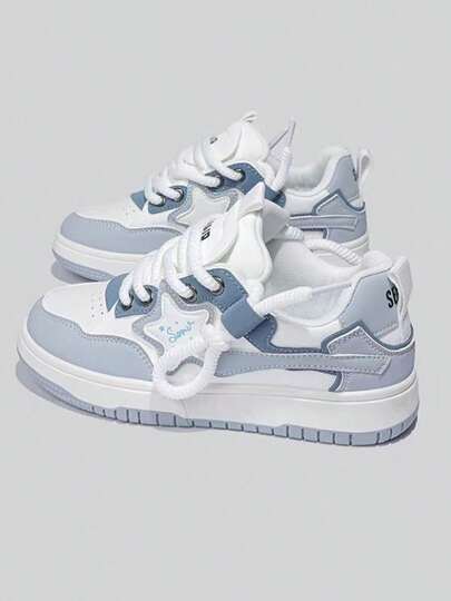 Zapatos de mujer, zapatillas de suela gruesa para mujer, tenis casuales de mujer cómodos y de moda, zapatos universitarios lindos, elegantes y versátiles, suelas antideslizantes y resistentes al desgaste, cordones de punta redonda, adecuados para ocio, caminar, universidad.