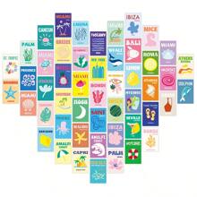 50 pièces kit de collage mural mignon et préparatoire, affiches de plage pour chambre à coucher, impression murale de voyage préparatoire de 4"X6", décoration de chambre balnéaire pour chambre à coucher et dortoir, décoration murale préparatoire, rentrée scolaire, fournitures scolaires