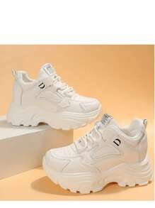 Women's Chunky Sneakers With Hidden Wedge Heel, Retro/Chunky Sneakers, Versatile Casual Platform Sneakers, Spring & Autumn 2025