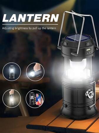 Luces solares para deportes y camping al aire libre, luz solar plegable recargable por USB, linterna, lámpara de emergencia, equipo para huracanes de camping, suministros para apagones, kit de supervivencia para tormentas, para interior y exterior