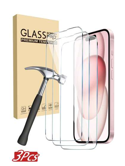 3 Pieces Tempered Glass Compatible With IPhone 17 17 Pro 17 Pro Max 17 Air16 16 Plus 16 Pro 16 Pro Max 15 14 13 12 11 Pro Max X XS XR Mini 7 8 14 Plus For IPhone Screen Protector Compatible With IPhone 14 15 Pro Max Glass