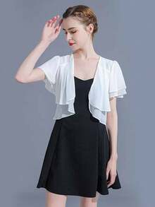 1件女士柔软雪纺披肩开衫，夏季新娘披肩，婚礼派对礼服罩衫，拍照披肩 - 彩色 - 查看 7