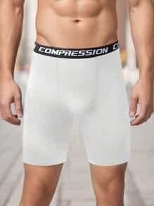 3pcs Men's Plus Size Athletic Shorts, High Stretch Suitable For Running, Swimming, Cycling, Sports Compression Bermuda