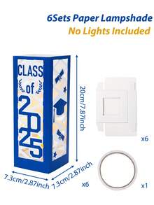 6sets, 2025 Graduation Blue Decorative Lampshade, Graduation Party Table Centre Decoration Lampshade, Celebrate 2025 Graduation Party Decoration Supplies, Graduation Party Photography Props, Graduation Party Backdrop Decorative Lampshade Ornaments, 2025 Graduation Ceremony Table Centre Decoration Supplies, Graduation Gifts, No Lights Included - Blue - View 4