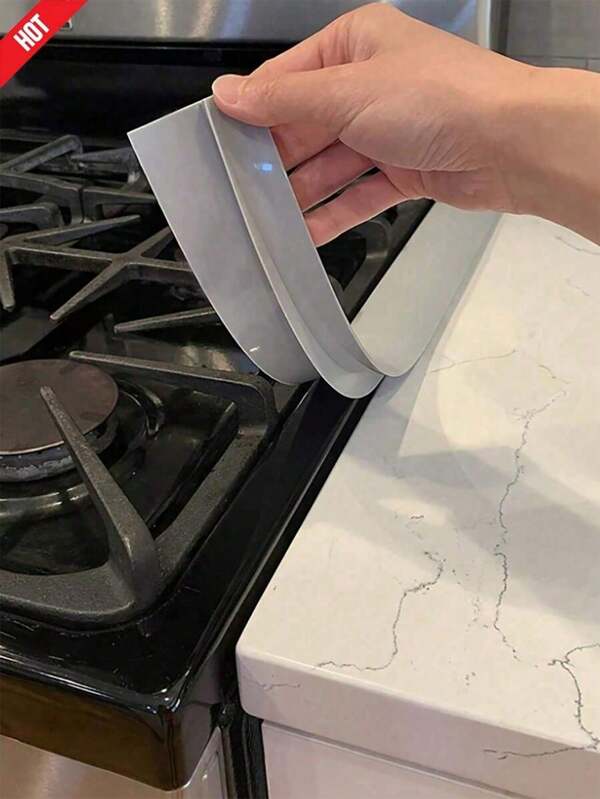 1pc High Temperature Resistant Silicone Gap Filler, Kitchen Silicone Stove Burner Protector Sealing Tape, Easy To Clean Insulation Wide Gap Filler, Seal Counters, Stoves, Ovens, Washing Machines And Dryers (25 Inches, Black) Easy To Clean Stove Gap Protector (White/Grey/Black)