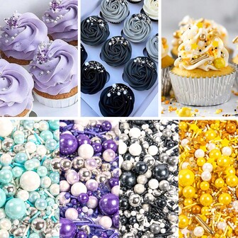 85克/3盎司蛋糕装饰糖粒，高品质纸杯蛋糕装饰糖果，适用于纸杯蛋糕、冰淇淋、烘焙和派对甜点、婚礼圣诞派对、节日装饰糖果