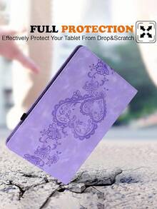 GLANDOTU 兼容 Apple iPad Galaxy Redmi 高级人造皮革平板电脑保护套，带支架，多视图纤薄轻巧纯色浮雕图案平板电脑保护套，带插卡功能 - 紫色 - 查看 2