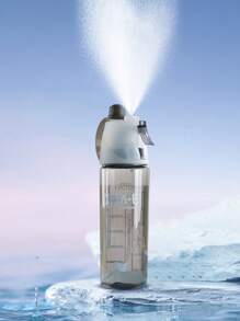 1 Pc Of 600ml Sports Spray Water Cup, Press Type Water Spray, Portable Water Bottle, Outdoor Sports, Fitness, Effective Temperature Reduction, Moisturizing, Men's And Women's Water Bottles, Suitable For Home, Outdoor, Gym