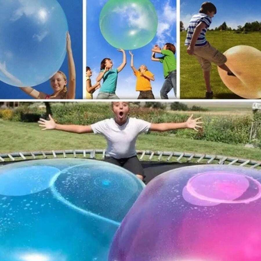 1pc Bubble Water Ball, Summer Pool & Beach TPR Bubble Ball, Large Inflatable Ball, Creative TPR Toy Bouncy Ball, Super Inflatable Ball, Containing Water & Bubbles, Suitable For Indoor/Outdoor Board Games, Summer Pool Party, Lawn & Floor Games - Multicolor - View 1
