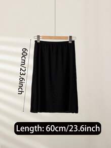 3 pièces/2 pièces/1 pièce Jupe mi-longue en tissu souple de longueur étendue 90 cm/80 cm/72 cm/60 cm de couleur unie. Coupe près du corps pour empêcher la transparence. Doublure haute élasticité à la taille. Convient pour le port quotidien et peut être associée à des robes de soirée pour des événements estivaux, scolaires.