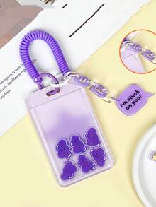 1pc Cute Rocking Shaker Transparent Card Holder, Various Creative Styles Student ID Badge Card Protector Case With Funny Latch - Multicolor - View 5