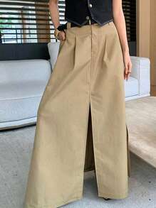 Falda asimétrica de cintura alta minimalista