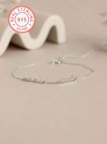 A 925 Silver Fashion Simple Customized Bracelet With Two English Names, Ladies Couple Jewelry, Classic And Timeless. Simple And Beautiful, Unique Design, It Is A Versatile Daily Accessory, Can Be Worn In Spring, Summer, Fall And Winter, It Is A Surprise Gift For Your Mom, Friends And Family At Christmas, Mother's Day, Thanksgiving, Birthdays And Family Gatherings