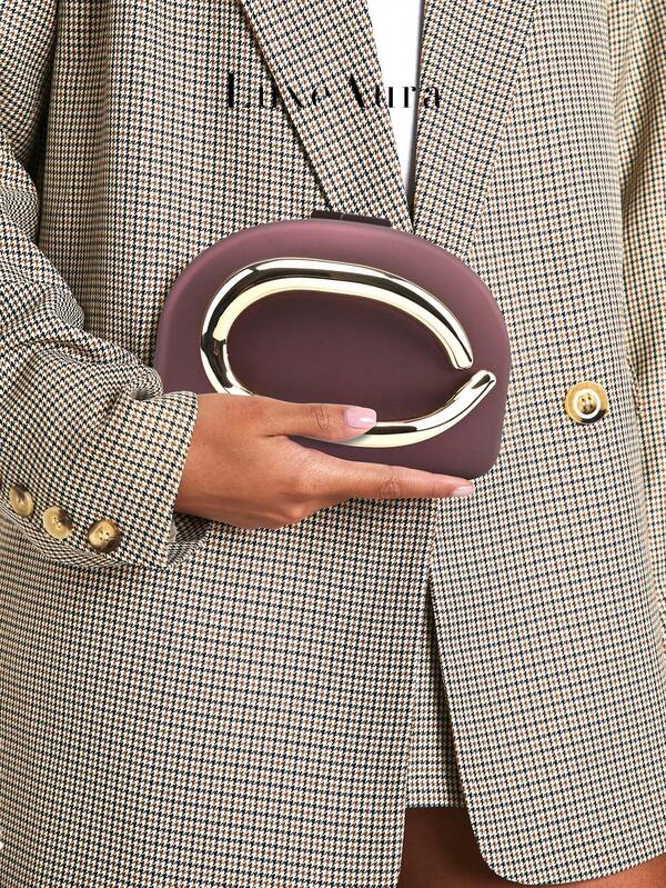 Bolsa de mão francesa com alça de metal, bolsa de mão acrílica de mármore e concha, pedra geode, alça de metal, bolsa de mão de acrílico glamorosa, bolsa de ombro para casamento e eventos