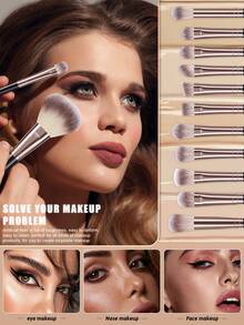 30pcs Makeup Brush Set,Powder Brush Contour Brush Blush Brush Highlight Brush Eyeshadow Brush Eyebrow Brush Eyelash Brush Shadow Brush Blending Brush Smudge Brush,Makeup Tools With Soft Fiber For Easy Carrying,Brush For Travel,Gift For Women&Girls. - 彩色 - 查看 4
