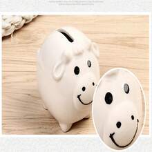 1 件陶瓷存钱罐结婚礼物新奇可爱小绵羊办公桌工艺品装饰储蓄罐 {颜色随机}