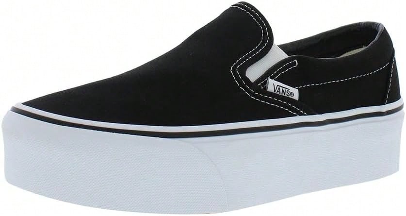 Giày lười cổ điển Vans dành cho nữ Stackform, màu vải Canvas đen/trắng, - Đen và trắng - Xem 1