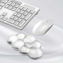 柔软透明云朵鼠标腕托垫，符合人体工学的硅胶腕托垫，缓解腕部疼痛，内置凝胶填充，适用于办公室、学校、家庭、笔记本电脑和台式电脑鼠标