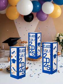 6sets, 2025 Graduation Blue Decorative Lampshade, Graduation Party Table Centre Decoration Lampshade, Celebrate 2025 Graduation Party Decoration Supplies, Graduation Party Photography Props, Graduation Party Backdrop Decorative Lampshade Ornaments, 2025 Graduation Ceremony Table Centre Decoration Supplies, Graduation Gifts, No Lights Included - Blue - View 1