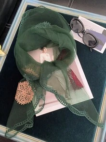 1件套向日葵刺绣蕾丝头巾式发带，适合日常佩戴 - 彩色 - 查看 7