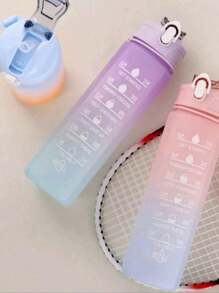 1 pièce Bouteille d'eau en PC de grande capacité de 2 L ou 750 ml ou 300 ml, dégradé rose. Tasse portable avec paille pour sport et fitness, à usage domestique et en extérieur lors des voyages