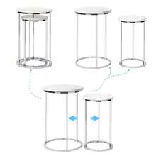 Jooli H Round Nest Of Tables Set 2, White Side Table Chrome Glossy End Table For Living Room - White - View 6