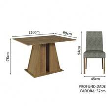 Madesa Cheryl Dining Set With Table And 6 Chairs In Brown And Gray - Brown and Gray - View 3